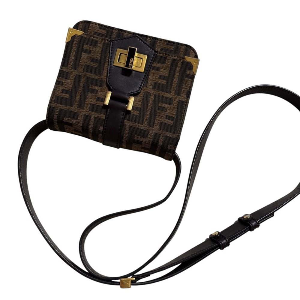 Auth Rare Fendi zucca Double Baguette Crossbody Bag Small adjustable shoulder - Picture 11 of 16